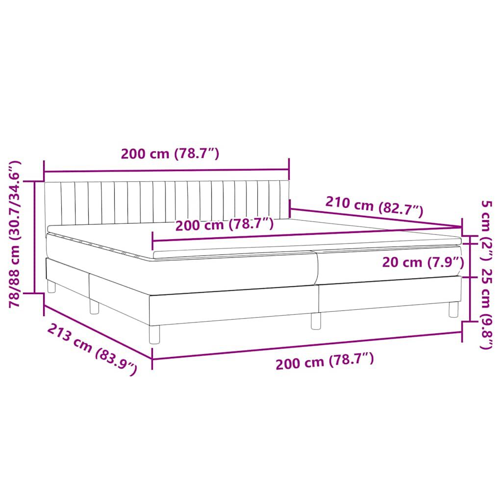 vidaXL Κρεβάτι Boxspring με Στρώμα Σκούρο Πράσινο 200x210εκ. Βελούδινο