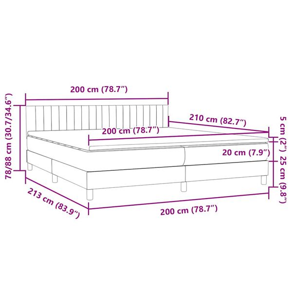 vidaXL Κρεβάτι Boxspring με Στρώμα Σκούρο Πράσινο 200x210εκ. Βελούδινο
