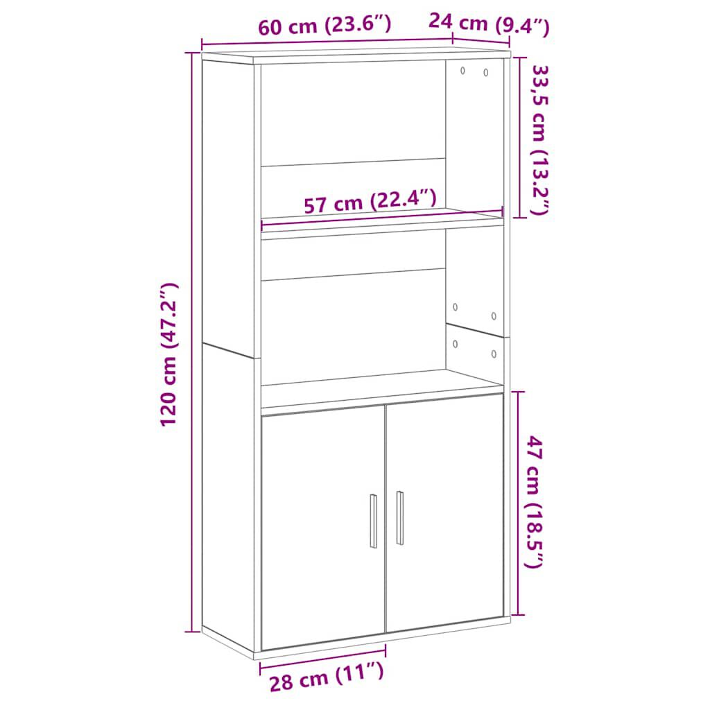 vidaXL Βιβλιοθήκη Καφέ Δρυς 60x24x120 εκ. από Επεξεργασμένο Ξύλο