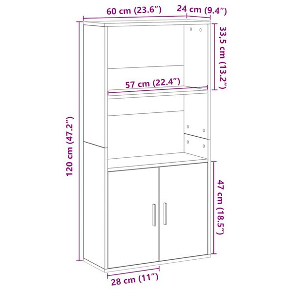 vidaXL Βιβλιοθήκη Καφέ Δρυς 60x24x120 εκ. από Επεξεργασμένο Ξύλο