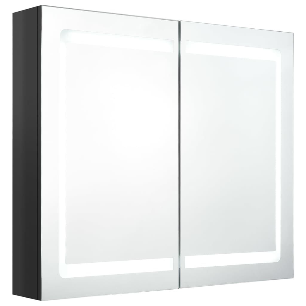 vidaXL Καθρέφτης Μπάνιου με Ντουλάπι & LED Λαμπερό Μαύρο 80x12x68 εκ.