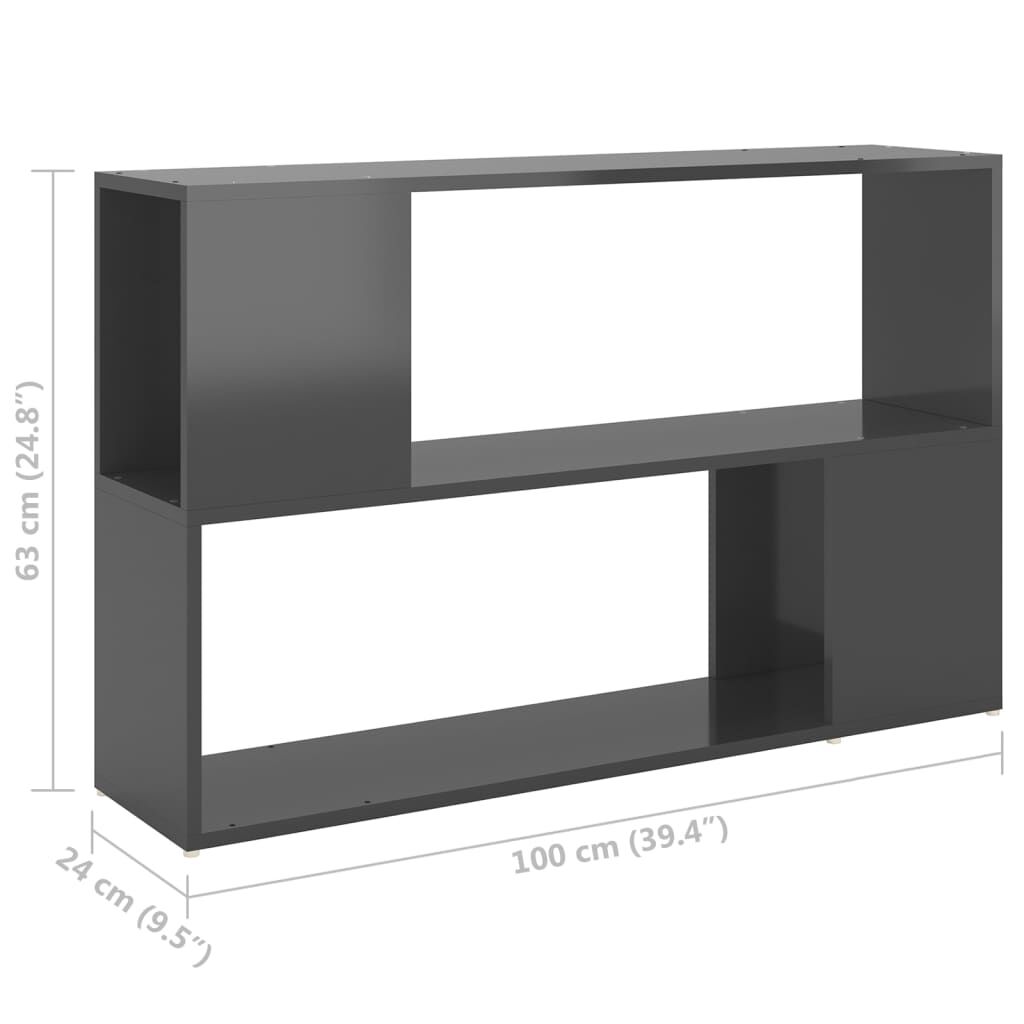 vidaXL Βιβλιοθήκη Γυαλιστερό Γκρι 100 x 24 x 63 εκ. από Μοριοσανίδα