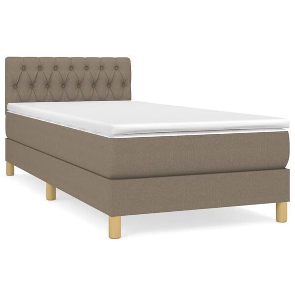 vidaXL Κρεβάτι Boxspring με Στρώμα Taupe 90x200 εκ. Υφασμάτινο