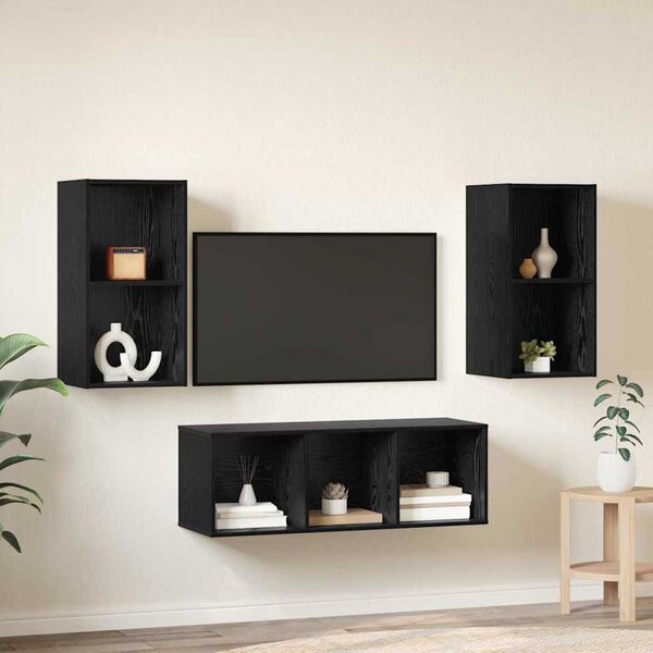 vidaXL Σετ Τηλεοπτικού Κάδου 3 pcs Μαύρη δρυς 37 x 37 x 107 εκ