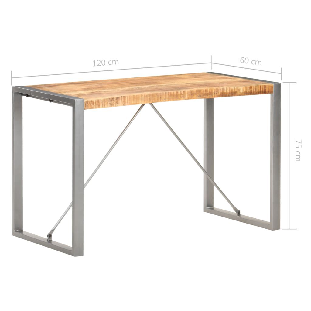 vidaXL Τραπεζαρία 120 x 60 x 75 εκ. από Μασίφ Ακατέργαστο Ξύλο Μάνγκο