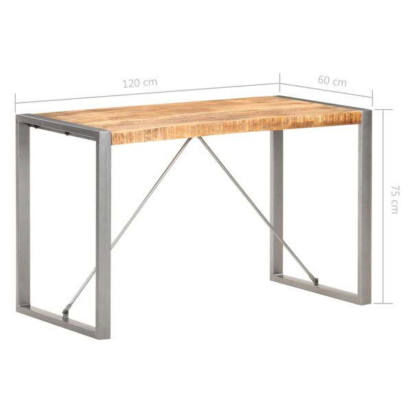 vidaXL Τραπεζαρία 120 x 60 x 75 εκ. από Μασίφ Ακατέργαστο Ξύλο Μάνγκο