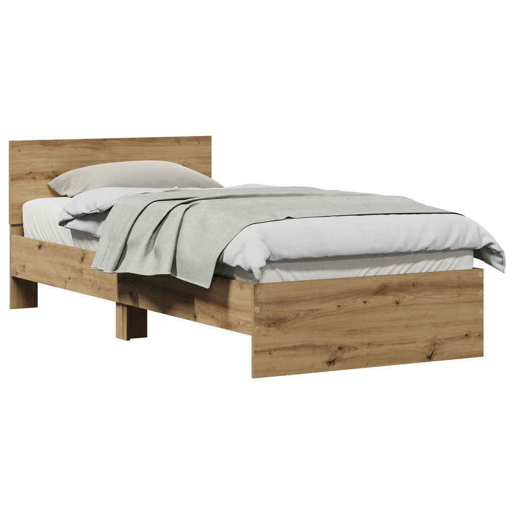 vidaXL Κρεβάτι από Τέχνη Δρυ 90x190 cm Επεξεργασμένο Ξύλο