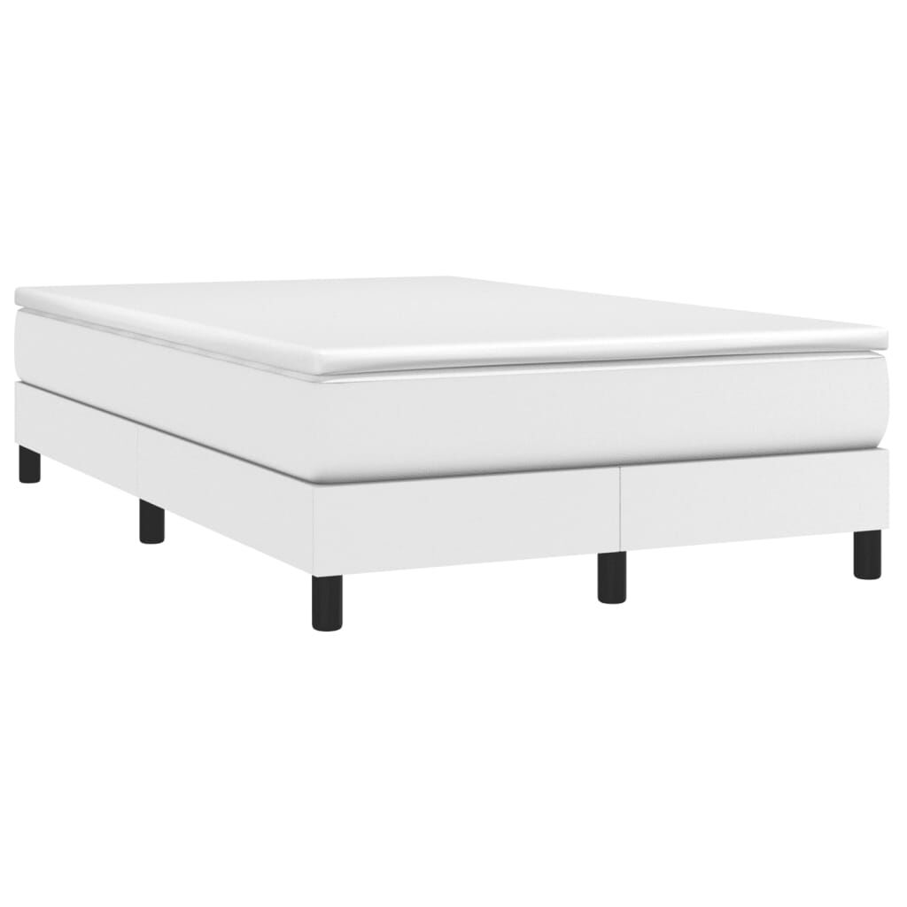 vidaXL Κρεβάτι Boxspring με Στρώμα Λευκό 120x190εκ.από Συνθετικό Δέρμα