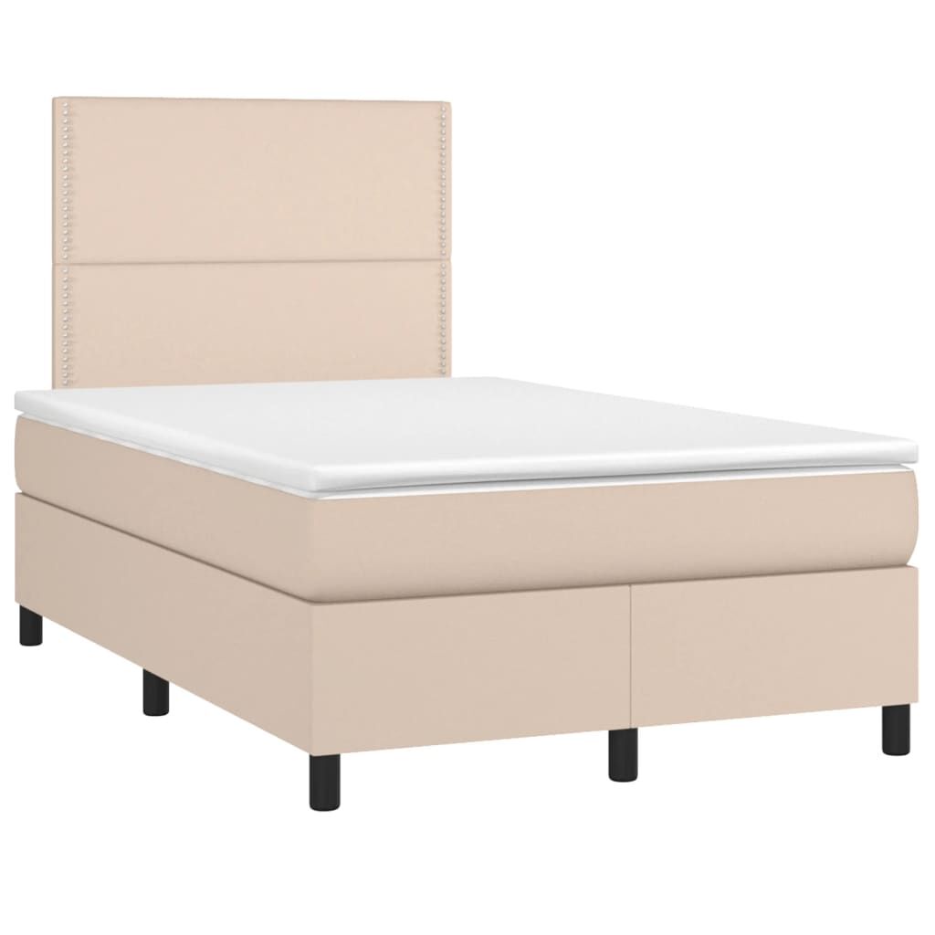 vidaXL Κρεβάτι Boxspring με Στρώμα Καπουτσίνο 120x190εκ.από Συνθ.Δέρμα