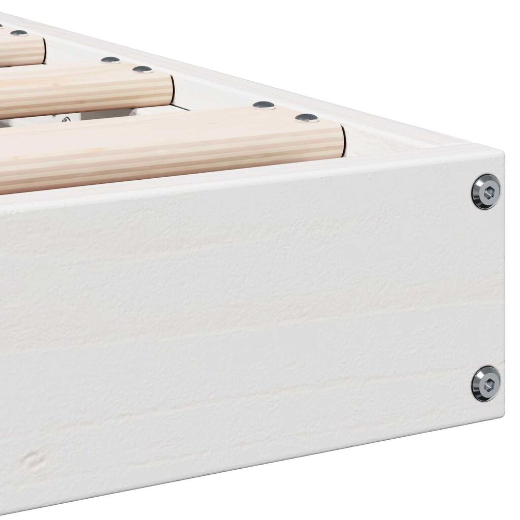 vidaXL Κρεβάτι δαπέδου Λευκό 100 x 220 cm Μασίφ ξύλο πεύκου