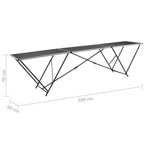 vidaXL Τραπέζι για Κόλληση Ταπετσαρίας 300x60x78 εκ. από MDF/Αλουμίνιο