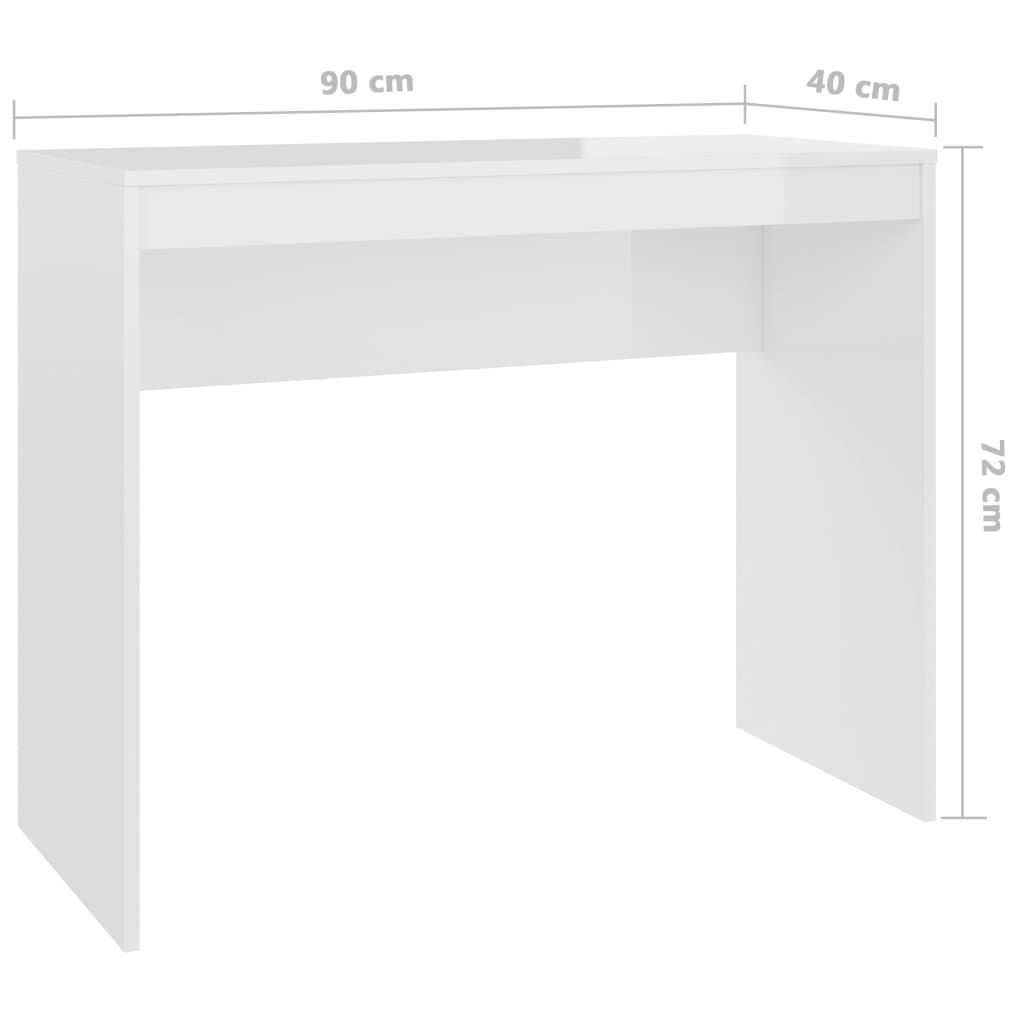 vidaXL Γραφείο Γυαλιστερό Λευκό 90x40x72 εκ. Επεξεργασμένο Ξύλο