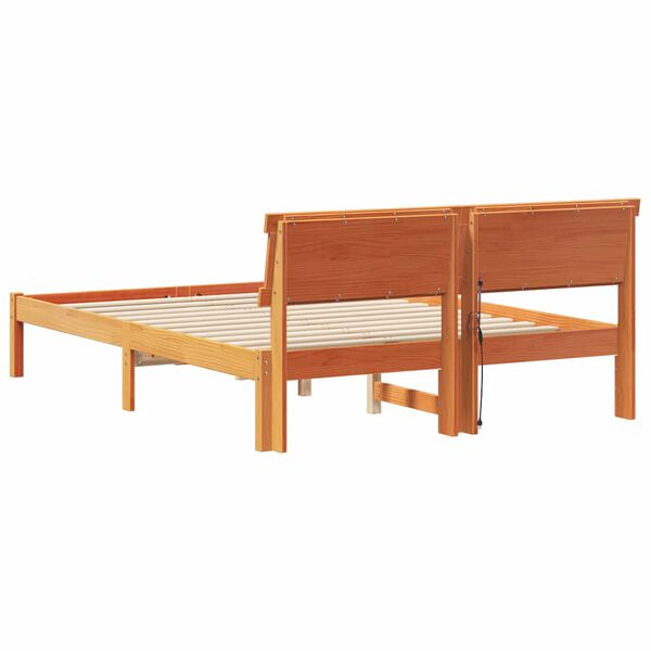 vidaXL Σκελετός Κρεβατιού Καφέ κεριού 120 x 200 cm Μασίφ ξύλο πεύκου