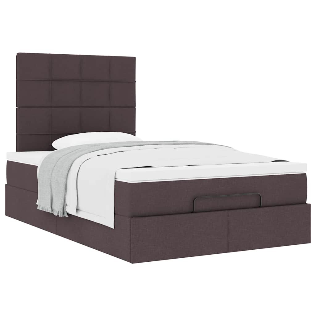 vidaXL Ottoman Κρεβάτι με Στρώμα Σκούρο Καφέ 120x200cm Ύφασμα