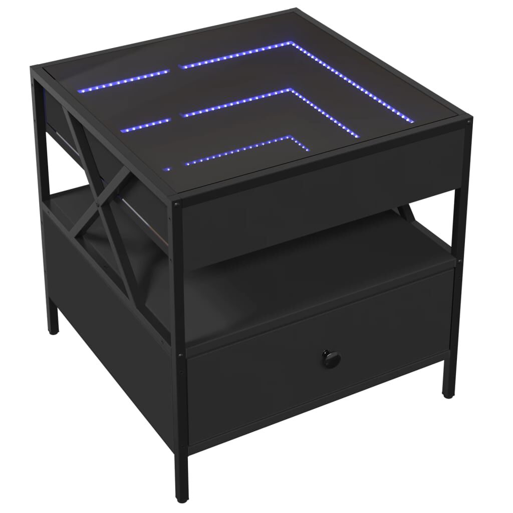 vidaXL Τραπεζάκι Σαλονιού Infinity LED Μαύρο 50x50x51 εκ.