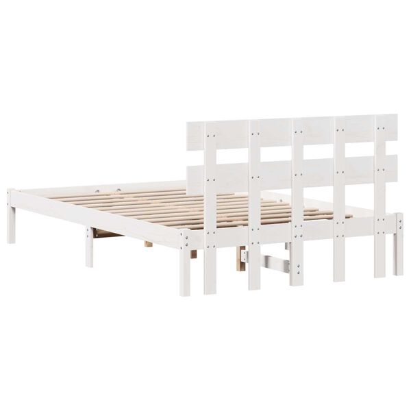 vidaXL Σκελετός Κρεβατιού Λευκό 120 x 190 cm Μασίφ ξύλο πεύκου