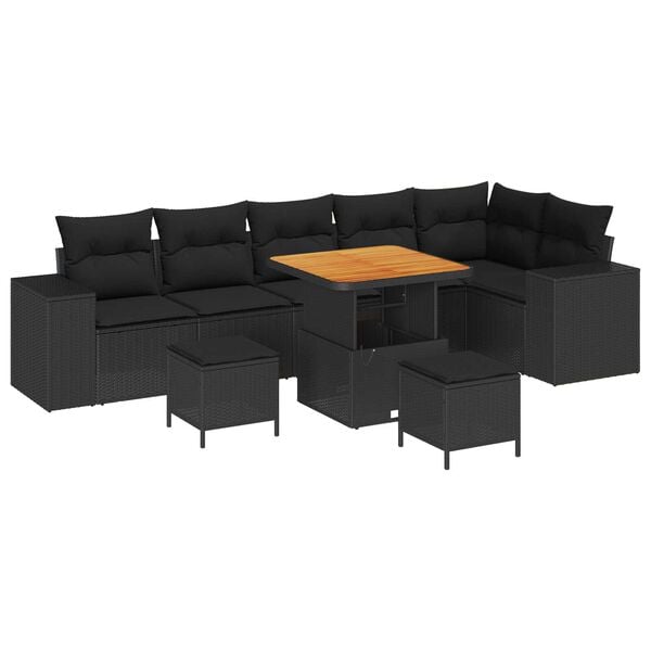 vidaXL Σετ Καναπέ Κήπου 9 pcs Μαύρο συνθετικό ρατάν