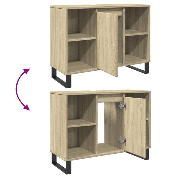 vidaXL Ντουλάπι Μπάνιου Sonoma Δρυς 80 x 33 x 60 εκ. από Επεξεργ. Ξύλο