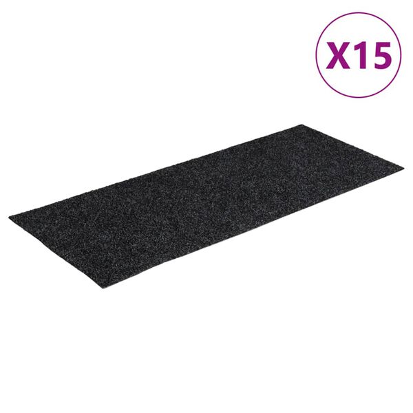 vidaXL Πατάκια Σκαλιών Αυτοκόλλητα 15 τεμ. Γκρι Ορθογώνια 60x25 εκ.