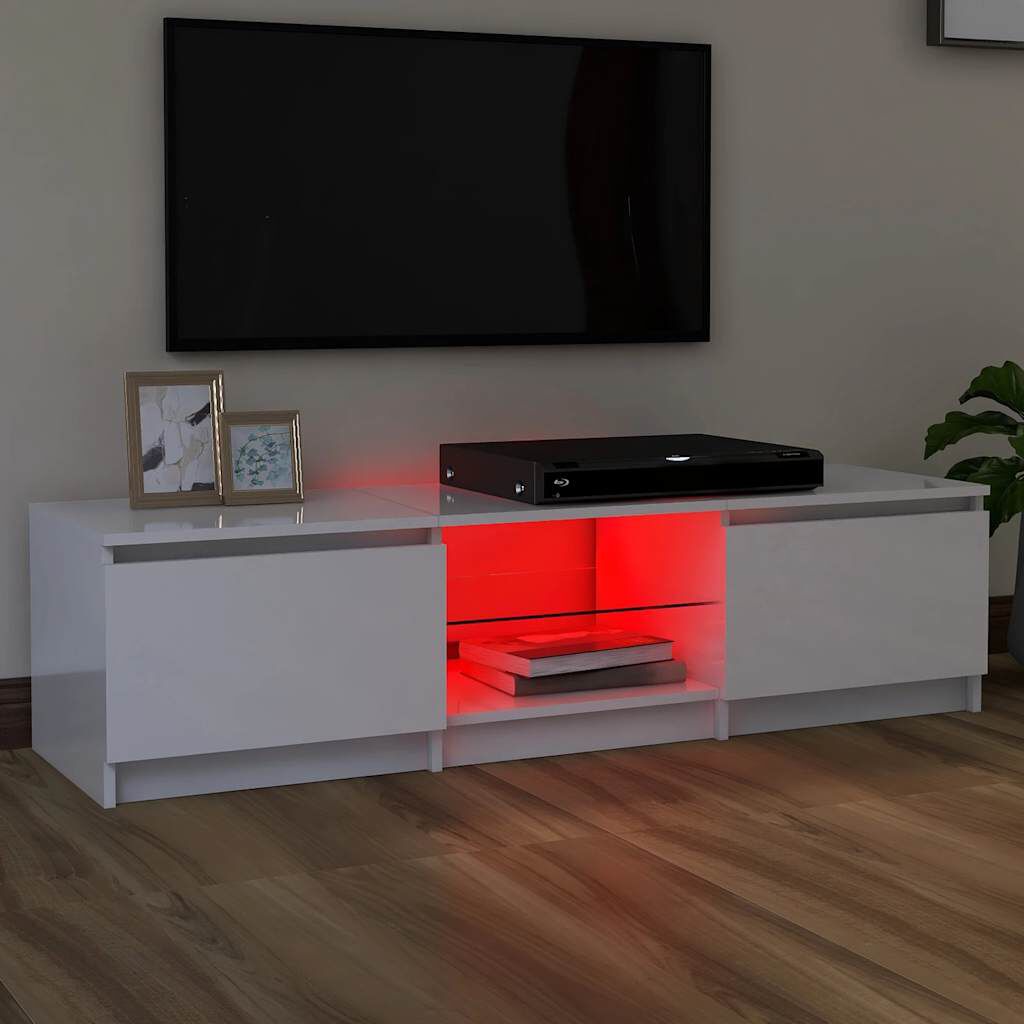 vidaXL Έπιπλο Τηλεόρασης με LED Γυαλιστερό Λευκό 140x40x35,5 εκ.
