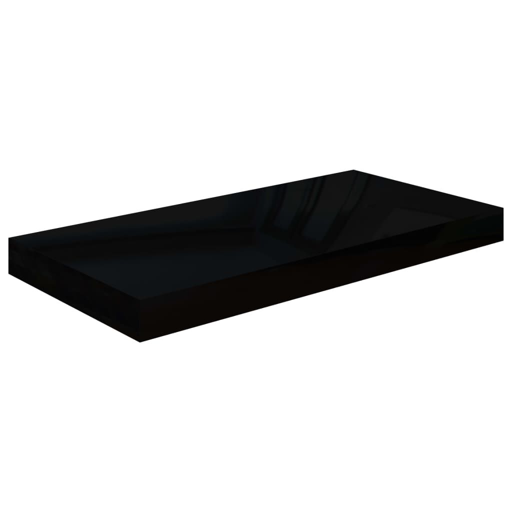vidaXL Ράφια Τοίχου Γυαλιστερά Μαύρα 2 Τεμάχια 50x23x3,8 εκ. MDF