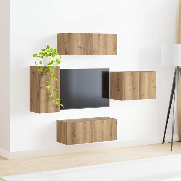 vidaXL &Sigma;&epsilon;&tau; &tau;&omicron;ί&chi;&omicron;&upsilon; &gamma;&iota;&alpha; &tau;&eta;&lambda;&epsilon;ό&rho;&alpha;&sigma;&eta; 4 pcs Artisan Oak &Epsilon;&pi;&epsilon;&xi;&epsilon;&rho;&gamma;&alpha;&sigma;&mu;έ&nu;&omicron; &xi;ύ&lambda;&omicron;