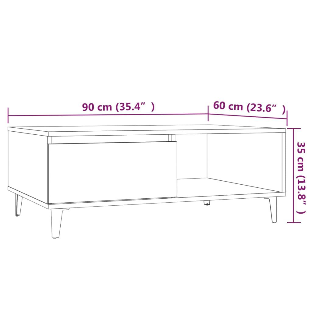 vidaXL Τραπεζάκι Σαλονιού Καπνιστή Δρυς 90x60x35 εκ. από Επεξ. Ξύλο