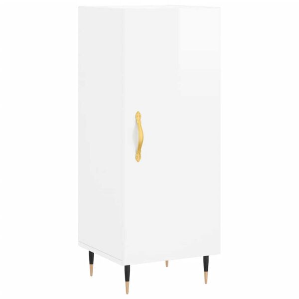 vidaXL Ντουλάπι Γυαλ. Λευκό 34,5 x 34 x 180 εκ. από Επεξεργασμένο Ξύλο