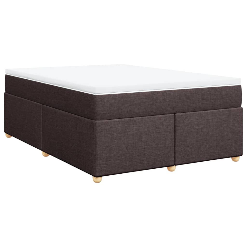 vidaXL Κρεβάτι Boxspring με Στρώμα Σκούρο Καφέ 140x200 εκ Υφασμάτινο