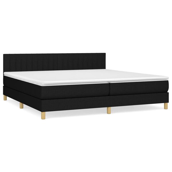vidaXL Κρεβάτι Boxspring με Στρώμα Μαύρο 200x200 εκ. Υφασμάτινο