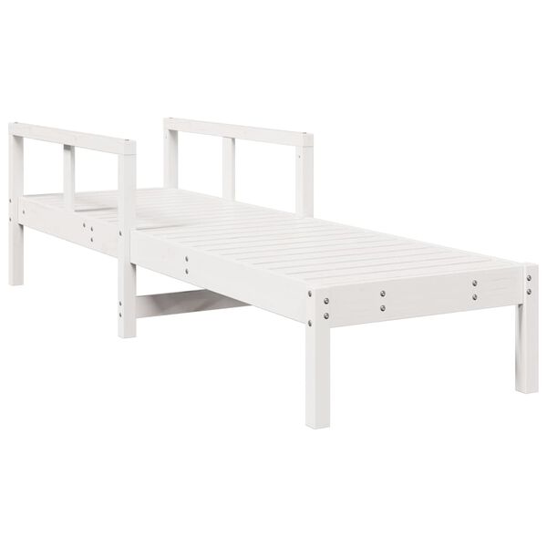 vidaXL Ξαπλώστρα Λευκή 199,5x62x55 εκ. από Μασίφ Ξύλο Πεύκου