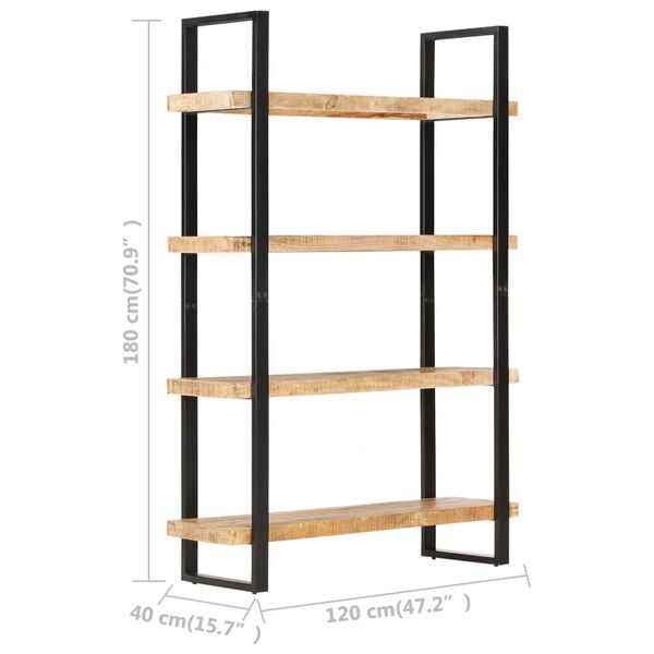 vidaXL Βιβλιοθήκη με 4 Επίπεδα 120x40x180 εκ. Ακατέργαστο Ξύλο Μάνγκο