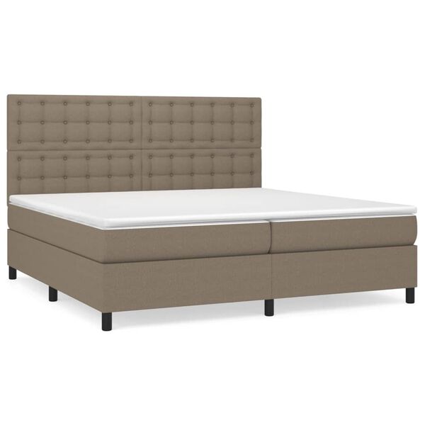 vidaXL &Kappa;&rho;&epsilon;&beta;ά&tau;&iota; Boxspring &mu;&epsilon; &Sigma;&tau;&rho;ώ&mu;&alpha; Taupe 200x200 &epsilon;&kappa;. &Upsilon;&phi;&alpha;&sigma;&mu;ά&tau;&iota;&nu;&omicron;