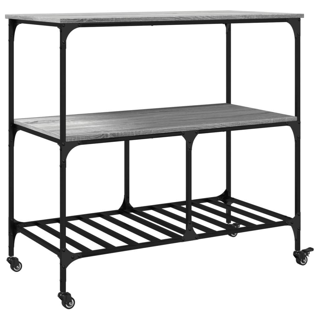 vidaXL Τρόλεϊ Κουζίνας Sonoma Γκρι 100x50x95 εκ. Επεξεργασμένο Ξύλο