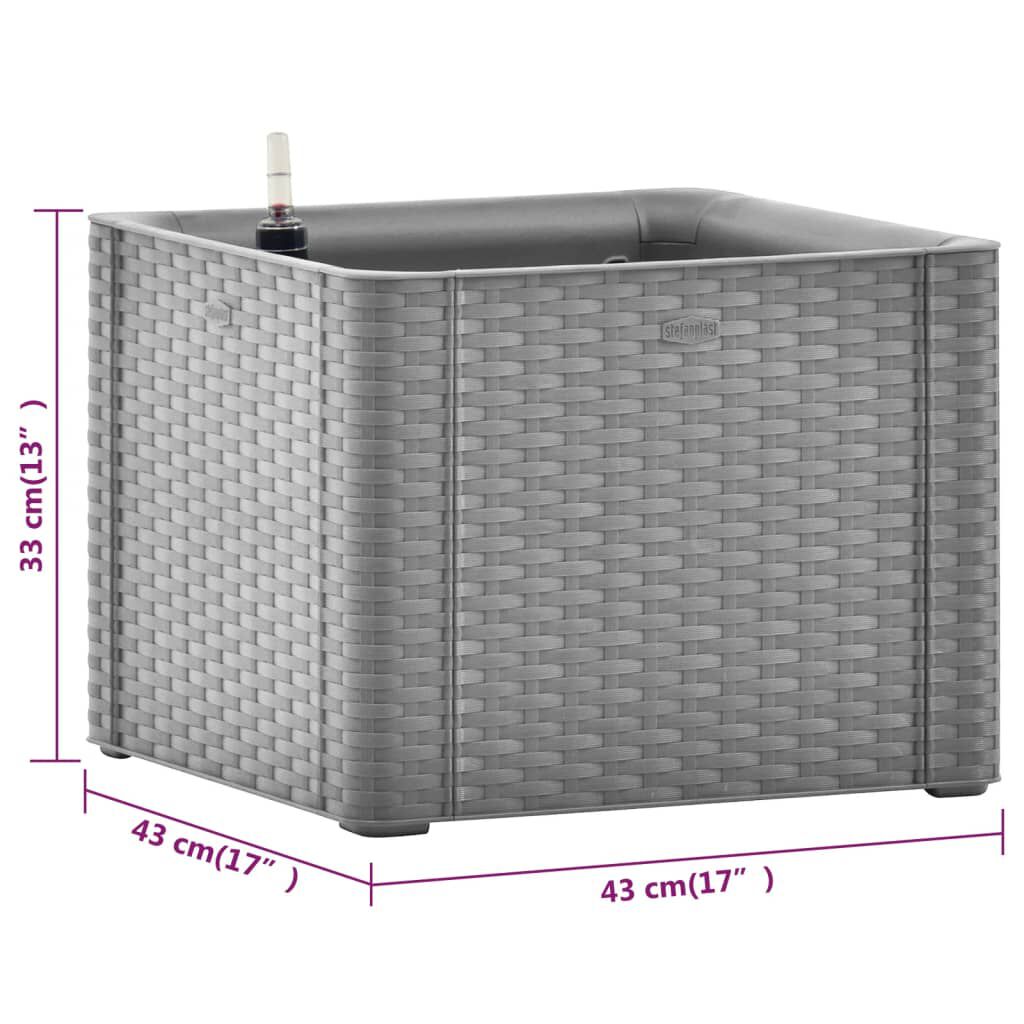 vidaXL Ζαρντινιέρα Κήπου Γκρι 43x43x33 εκ. με Αυτόματο Πότισμα