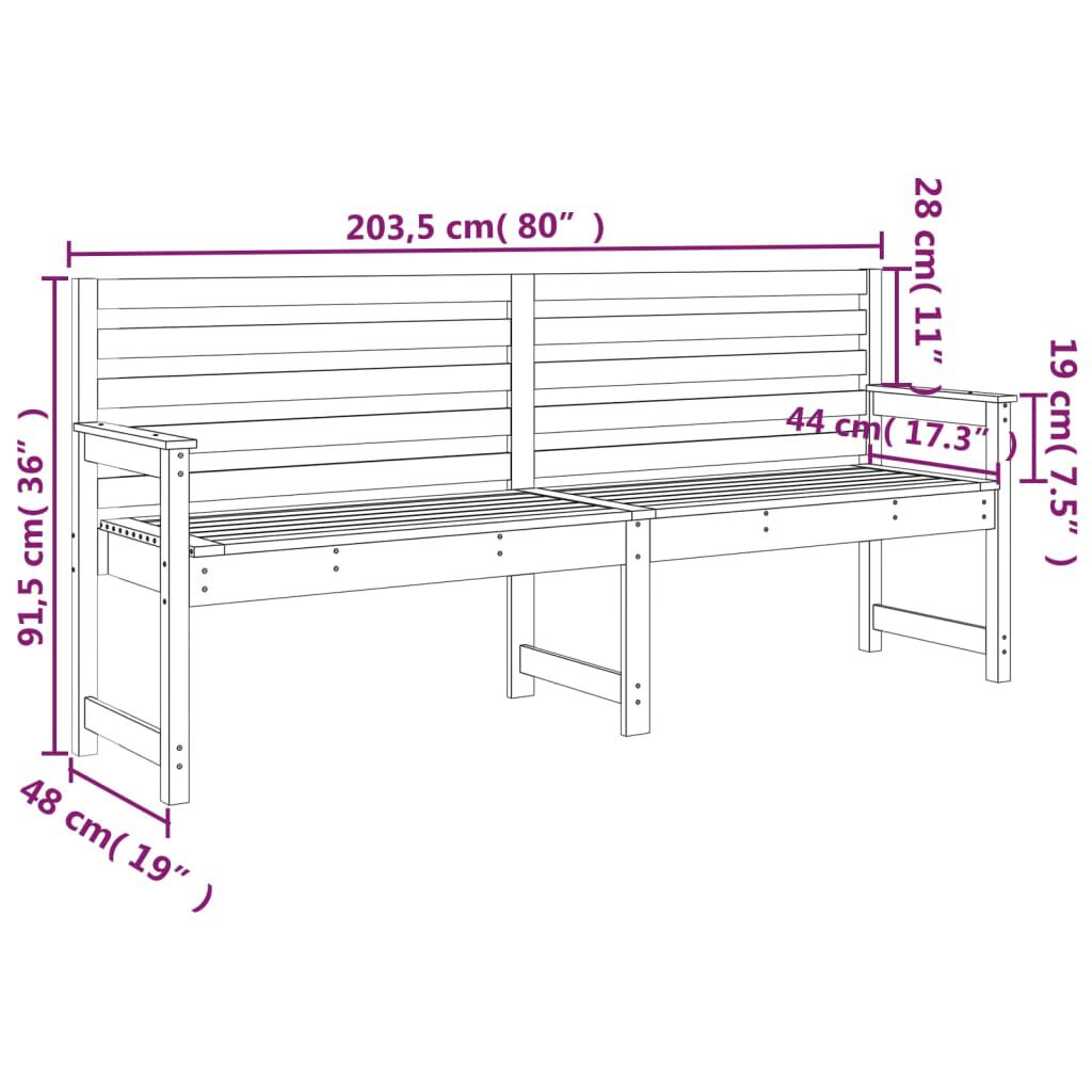 vidaXL Παγκάκι Κήπου 203,5 x 48 x 91,5 εκ. Μασίφ Ξύλο Ψευδοτσούγκας