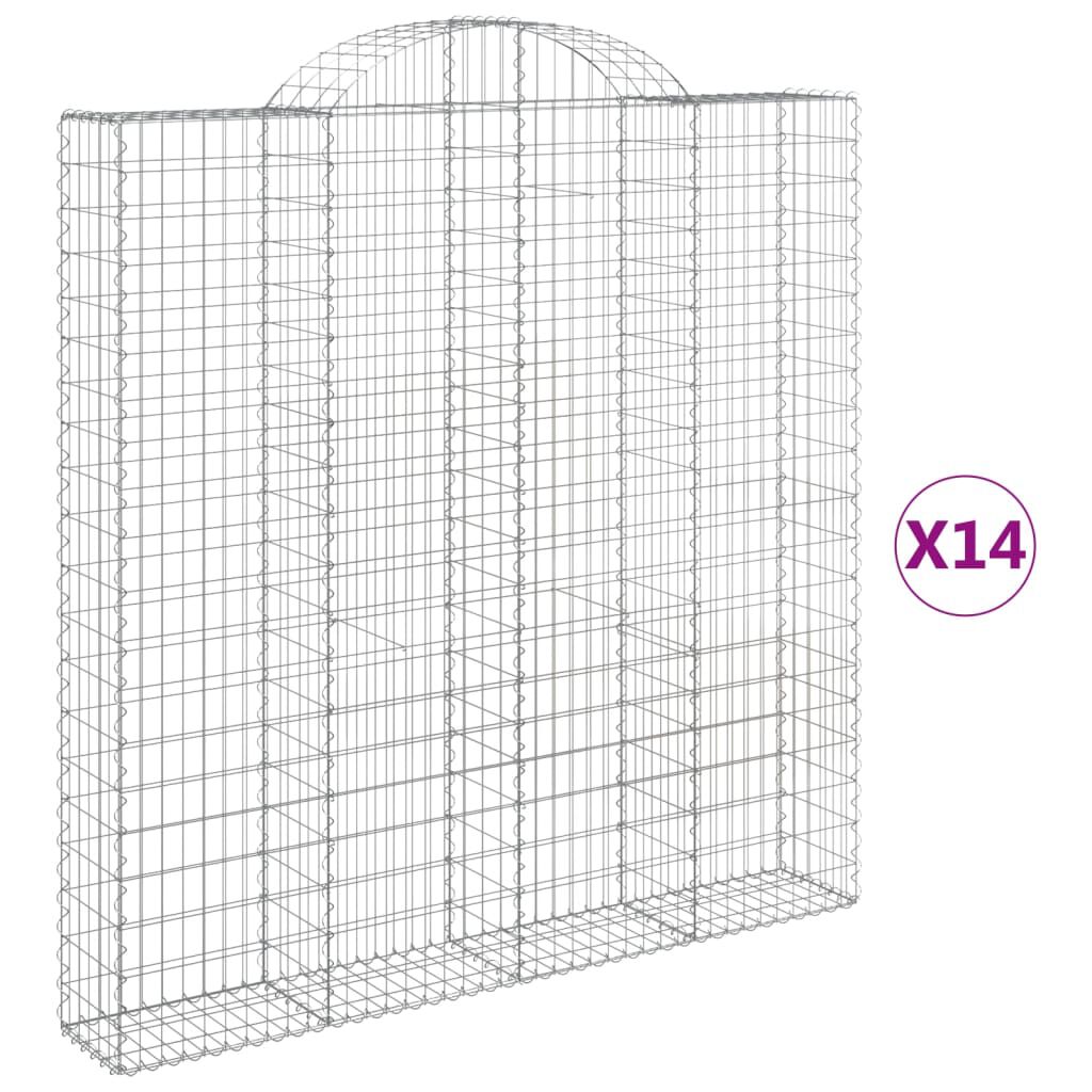 vidaXL Συρματοκιβώτια Τοξωτά 14 τεμ. 200x30x200/220 εκ. Γαλβαν. Ατσάλι