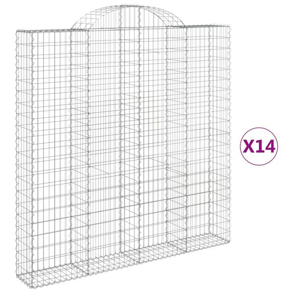 vidaXL Συρματοκιβώτια Τοξωτά 14 τεμ. 200x30x200/220 εκ. Γαλβαν. Ατσάλι