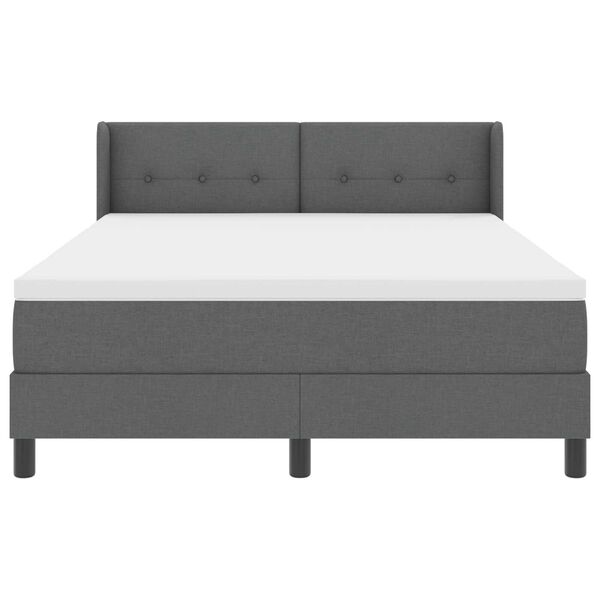 vidaXL Κρεβάτι Box Spring με Στρώμα, Σκούρο Γκρι, 140 x 190 εκ, Υφασμα
