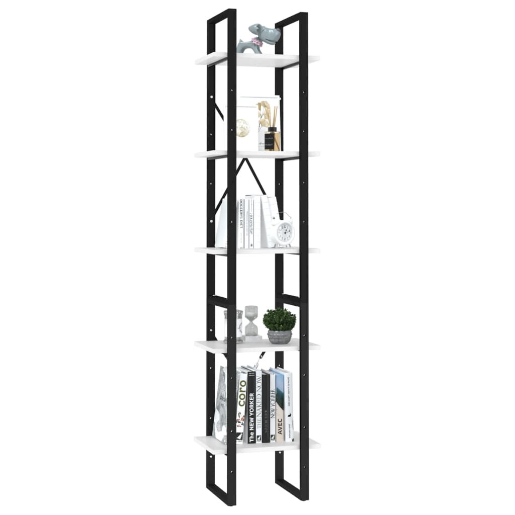 vidaXL Βιβλιοθήκη με 5 Ράφια Λευκή 40 x 30 x 175 εκ. από Επεξ. Ξύλο