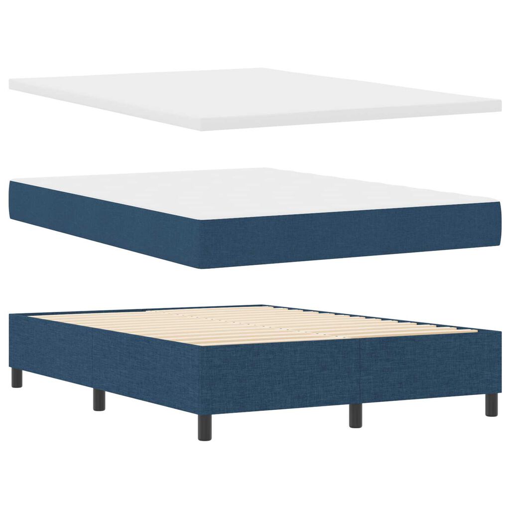 vidaXL Κρεβάτι Box Spring με Ματ Μπλε 140x200 εκ. Ύφασμα