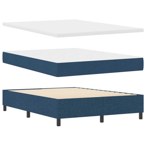 vidaXL Κρεβάτι Box Spring με Ματ Μπλε 140x200 εκ. Ύφασμα