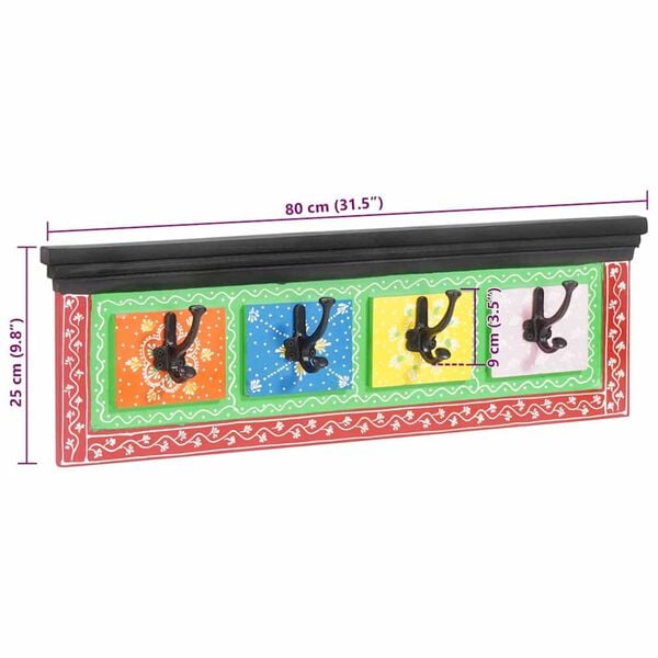vidaXL Κρεμάστρα Μαύρο 80 x 25 x 2 cm Επεξεργασμένο ξύλο
