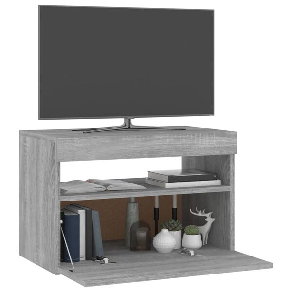 vidaXL Έπιπλο Τηλεόρασης με LED Γκρι Sonoma 60 x 35 x 40 εκ.