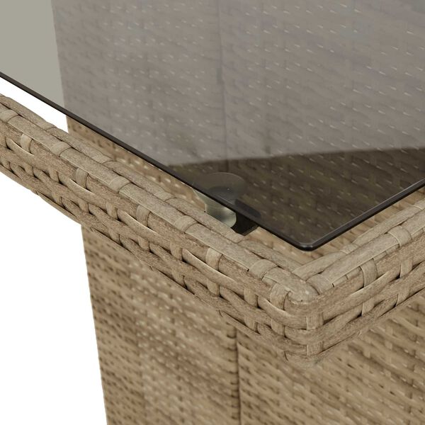 vidaXL Σέτ φαγητού για κήπο με μαξιλάρι 7 pcs Μπεζ συνθετικό ρατάν