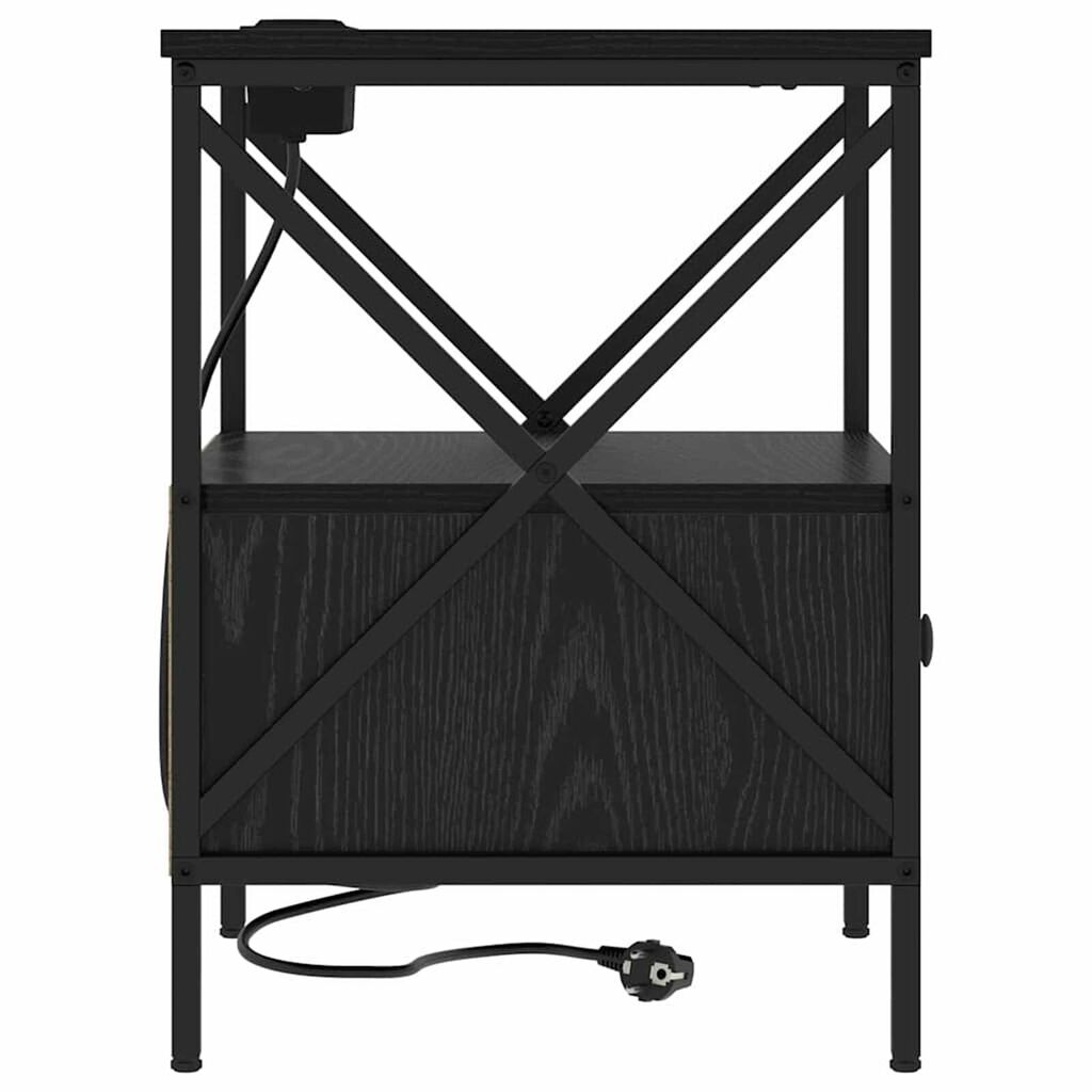 vidaXL Κομοδίνο Μαύρη δρυς 41.5 x 40.5 x 55 εκ. Επεξεργασμένο ξύλο