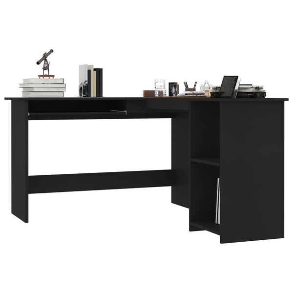 vidaXL Γραφείο Γωνιακό Μαύρο 120 x 140 x 75 εκ. από Επεξ. Ξύλο