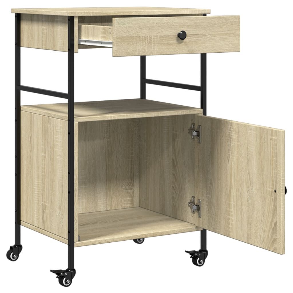 vidaXL Τρόλεϊ Κουζίνας Sonoma Δρυς 56x43x89,5 εκ. Επεξεργασμένο Ξύλο