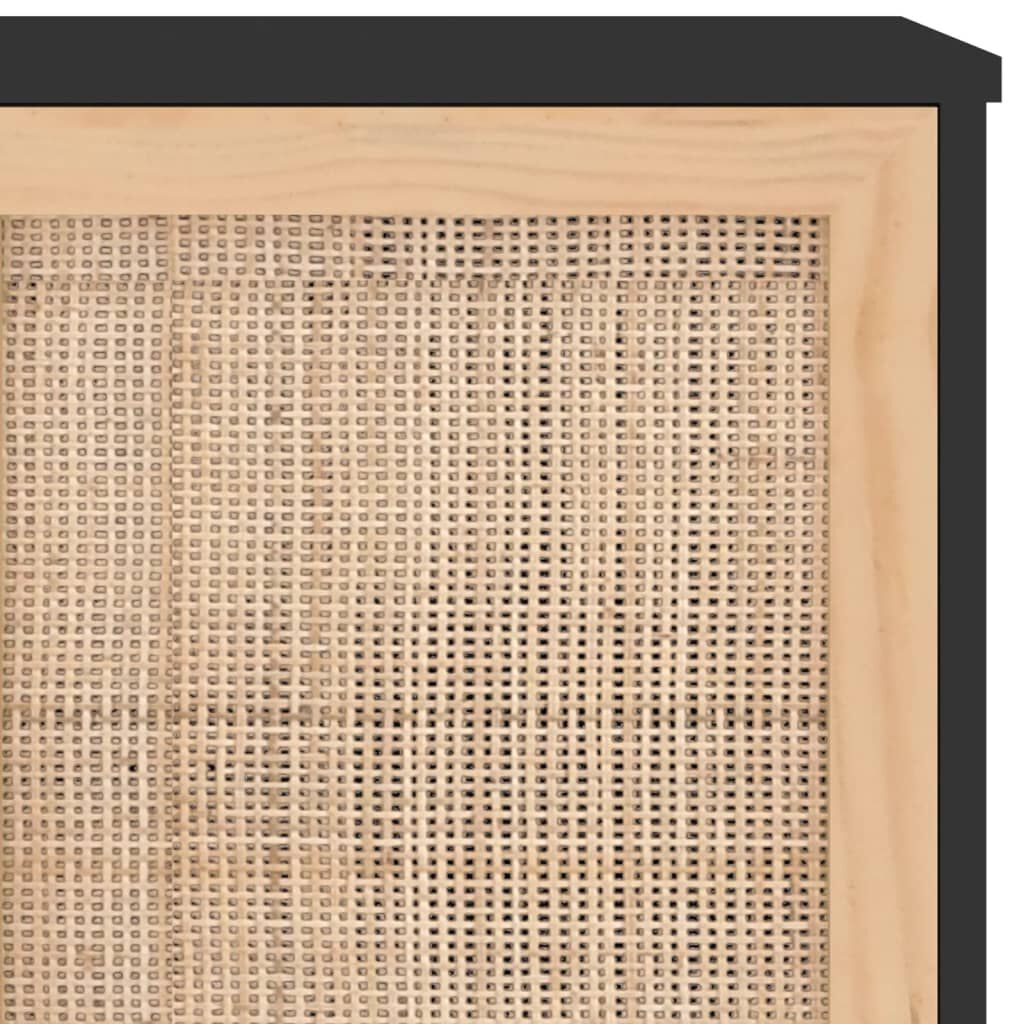 vidaXL Ντουλάπι Μαύρο 105x30x60 εκ. από Μασίφ Πεύκο & Φυσικό Ρατάν