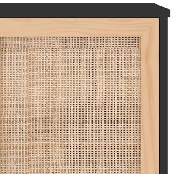vidaXL Ντουλάπι Μαύρο 105x30x60 εκ. από Μασίφ Πεύκο & Φυσικό Ρατάν